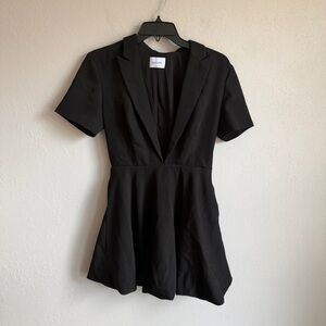 Boskemper Ellie Black Blazer Deep V-Neck Bubble Skirt Mini Dress Womens S